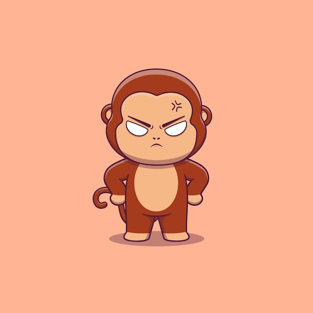 Cute monkey angry expression with hand on waist