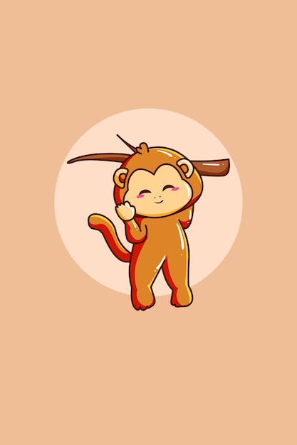 Cute monkey animal cartoon illustration