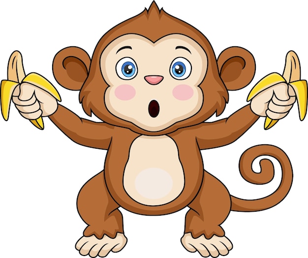 Cute monkey cartoon holding banana