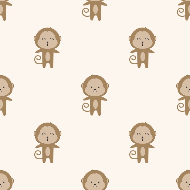 Premium Vector | Cute monkey cartoon seamless pattern