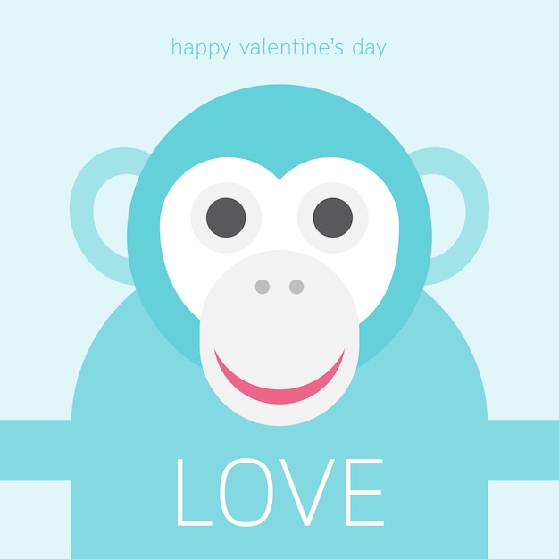 Симпатичный мультфильм обезьяны с любовью к дневной карте Валентины.