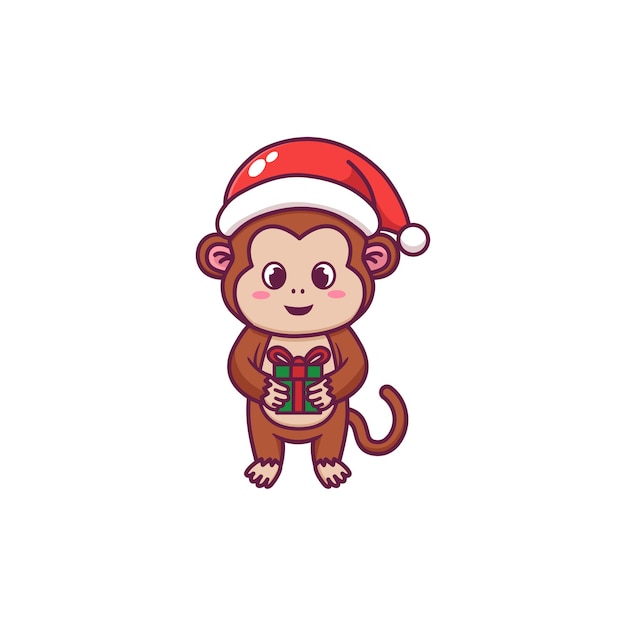 Cute monkey celebrating christmas