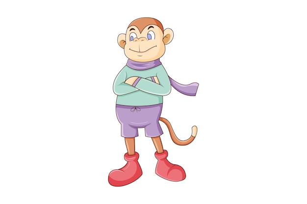 Cute Monkey Character Design Illustration