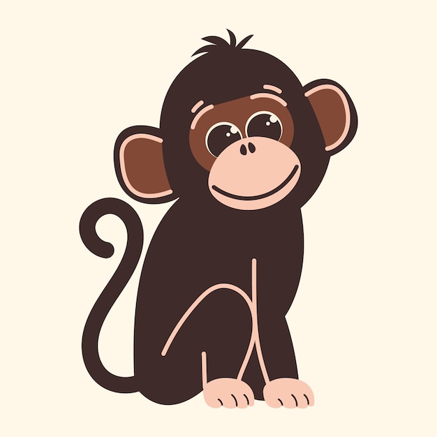 Cute monkey character in flat style Vector illustration of a monkey mascot in a sitting pose