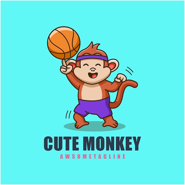 Cute monkey character mascot design