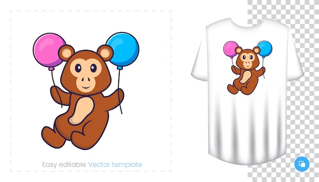 Cute monkey character. prints on t-shirts, sweatshirts, cases for mobile phones, souvenirs.