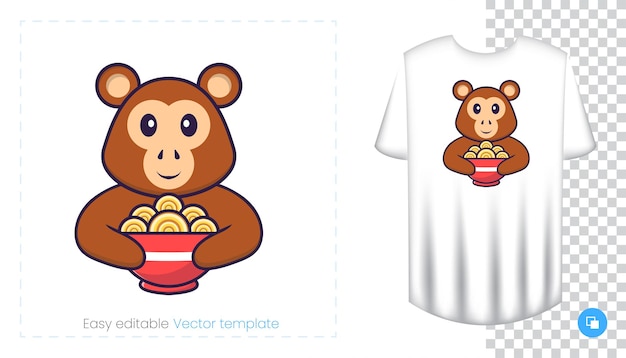 Vector cute monkey character. prints on t-shirts, sweatshirts, cases for mobile phones, souvenirs.