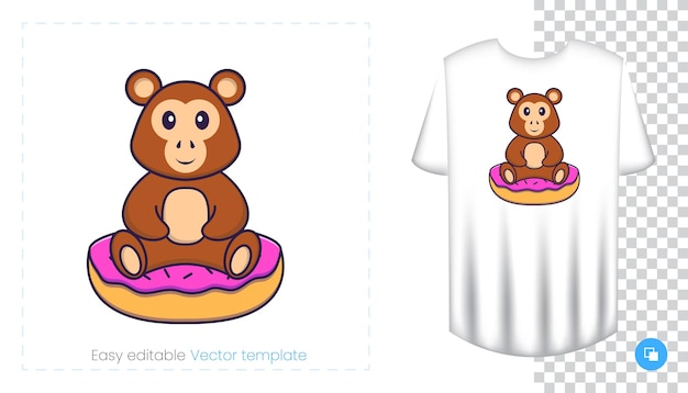 Cute monkey character. Prints on T-shirts, sweatshirts, cases for mobile phones, souvenirs.