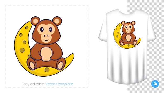 Cute monkey character. Prints on T-shirts, sweatshirts, cases for mobile phones, souvenirs.