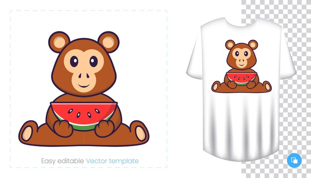 Cute monkey character. Prints on T-shirts, sweatshirts, cases for mobile phones, souvenirs.