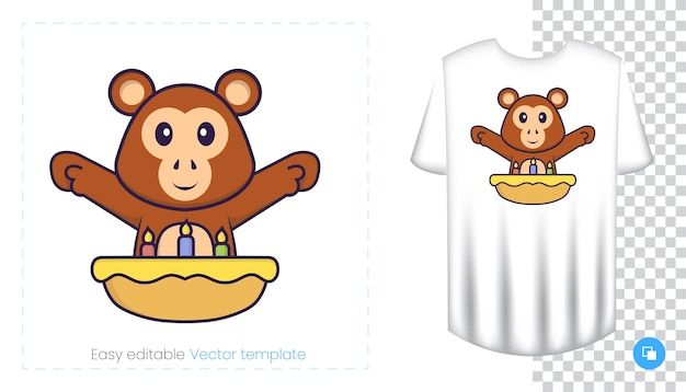 Cute monkey character. prints on t-shirts, sweatshirts, cases for mobile phones, souvenirs.