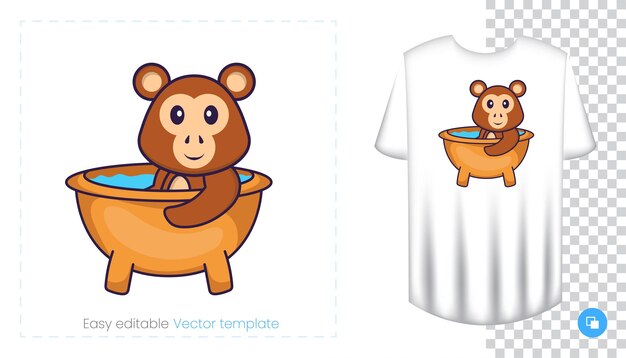 かわいい猿のキャラクター。 Tシャツ、スウェットシャツ、携帯電話用ケース、お土産にプリント。