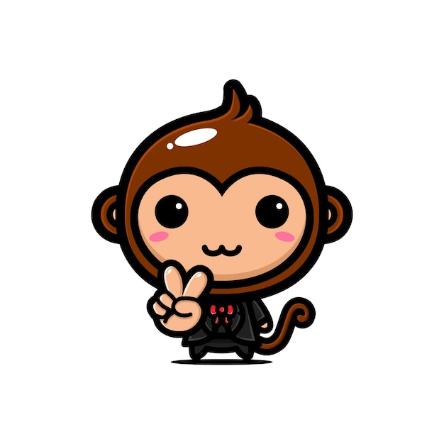 Vector cute monkey in cool style isolated on white