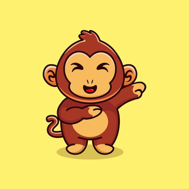 귀여운 원숭이 dabbing 만화 벡터 아이콘 그림