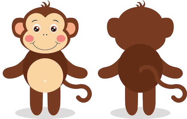 Cute monkey on front and back position