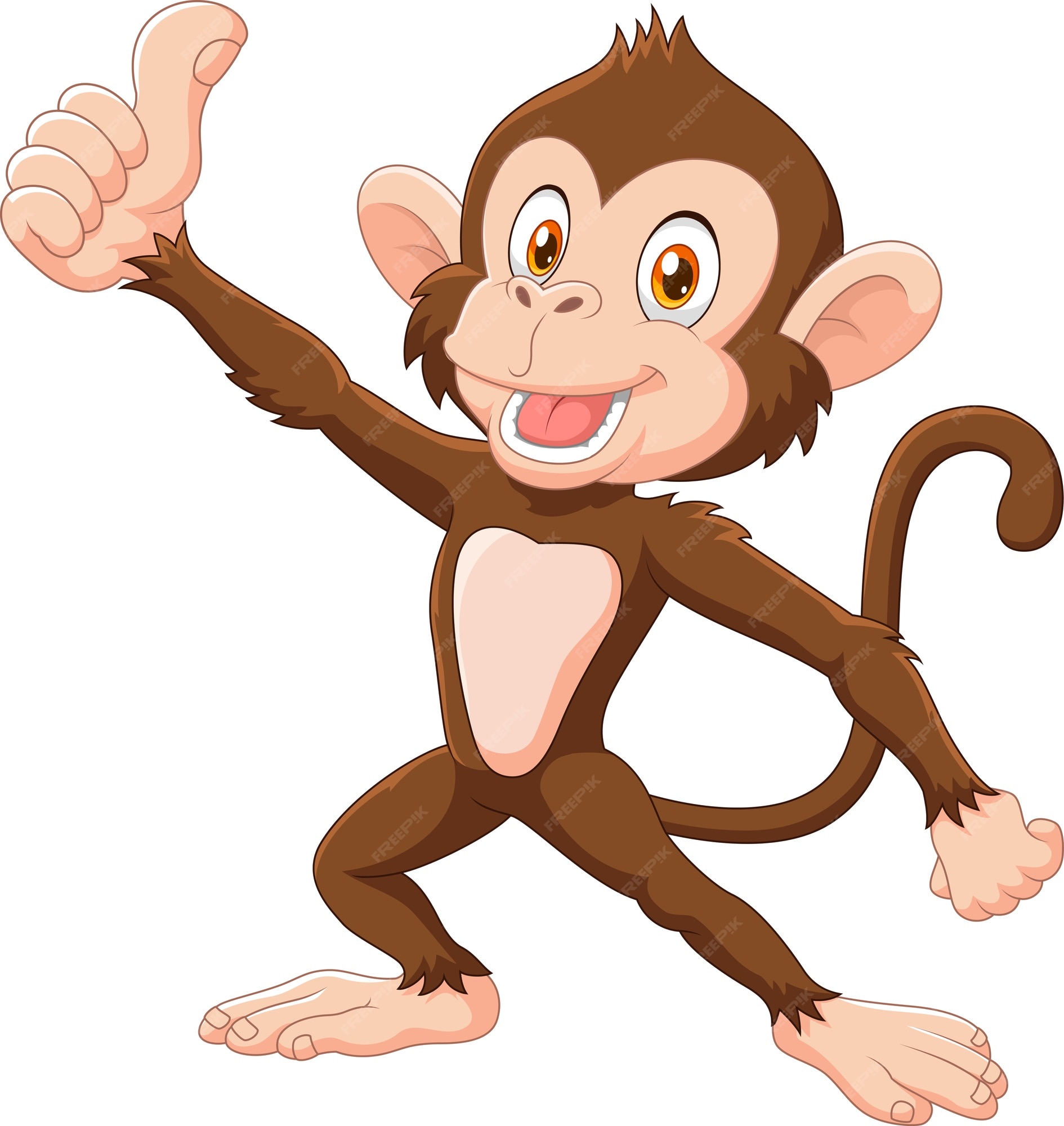 Premium Vector | Cute monkey giving thumb up isolated on white background