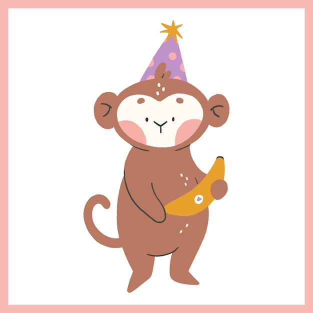 Cute monkey hand drawn illustration