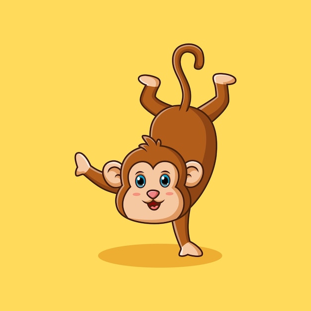 Vector cute monkey happiness isolated chimpanzee cartoon character vector illustration