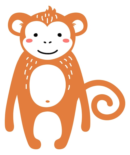 Симпатичная обезьяна Счастливое животное в скандинавском стиле