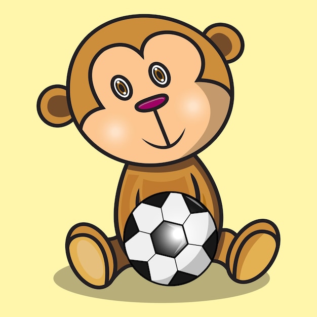 A cute monkey holding a ball