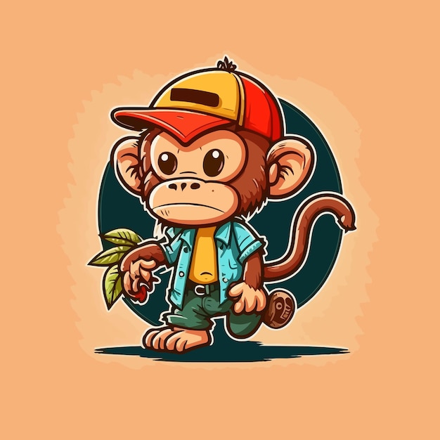 Cute Monkey Illustration Art Vector