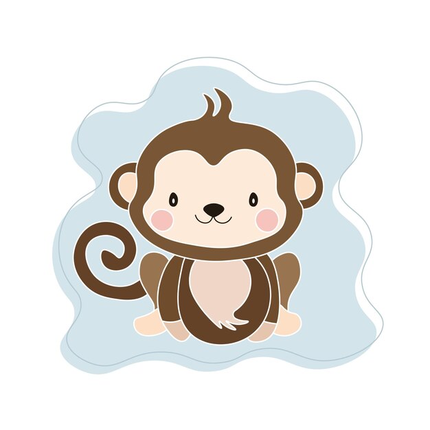 Vector cute monkey illustration