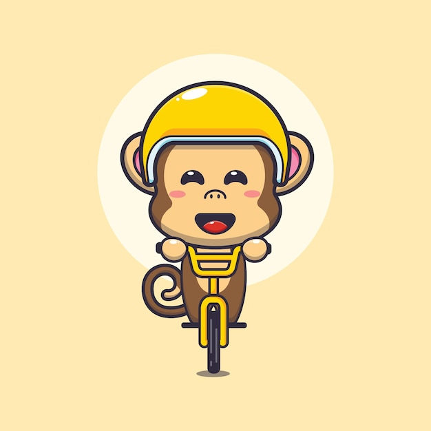 cute monkey mascot cartoon character ride on bicycle