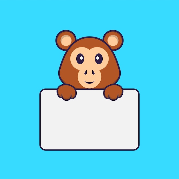 Cute monkey mascot character. Animal cartoon concept isolated.