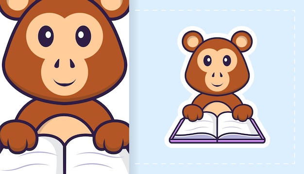 Cute monkey mascot character. Can be used for stickers, patches, textiles, paper.