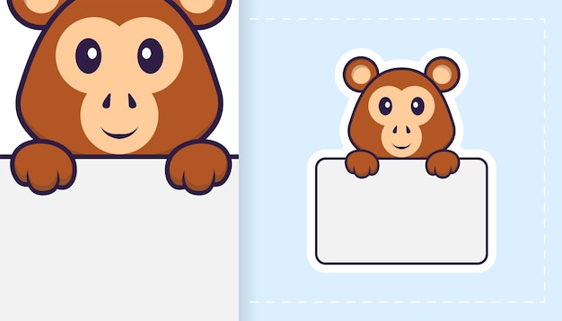 Cute monkey mascot character. Can be used for stickers, patches, textiles, paper.