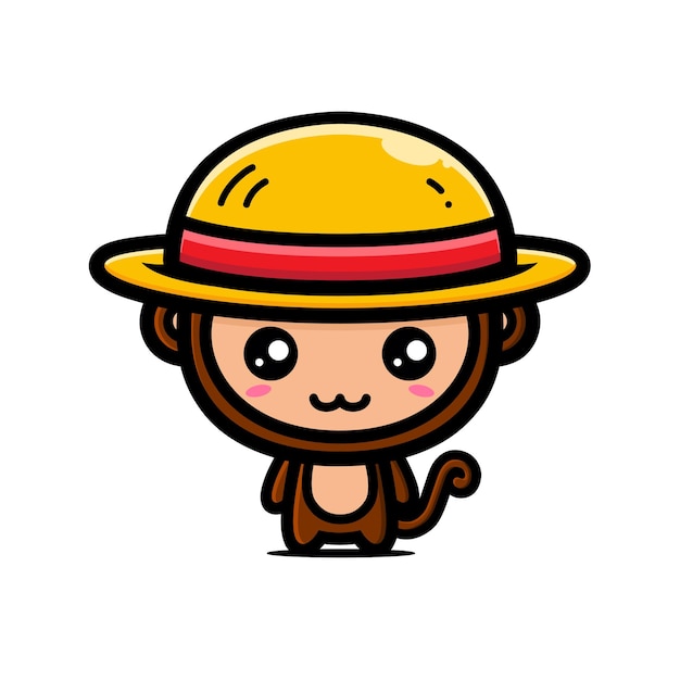 cute monkey mascot wearing hat