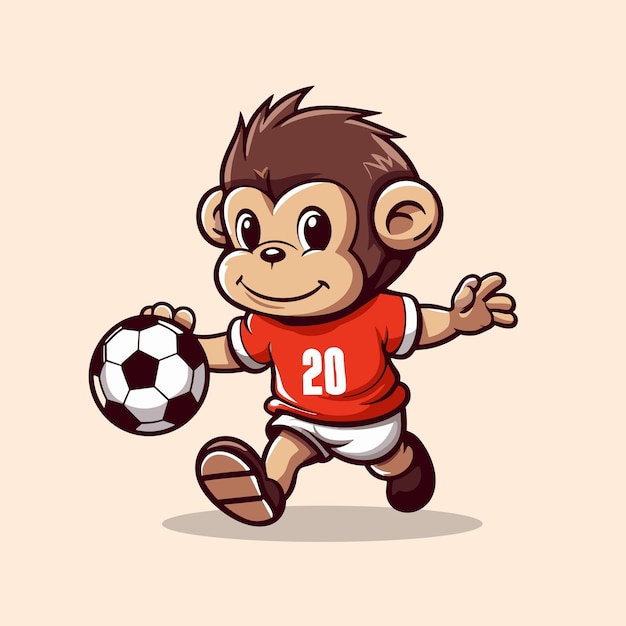 cute monkey playing football vector illustration