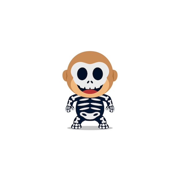 Vector cute monkey skull halloween