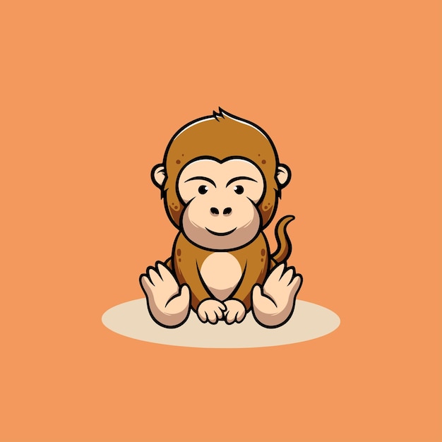 Vector cute monkey smiling cartoon illustration