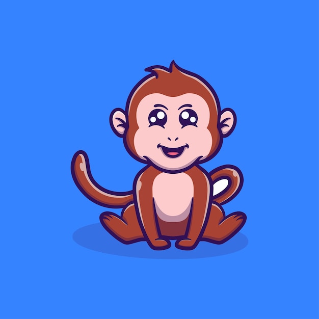 Cute monkey vector icon illustration