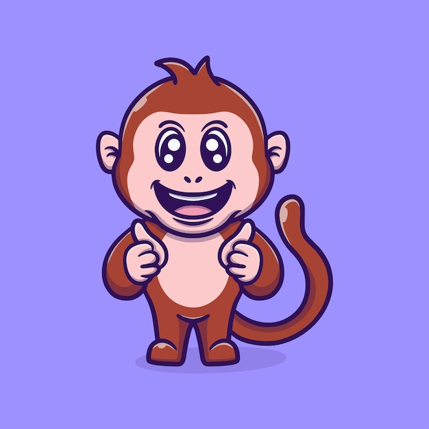 Cute monkey vector icon illustration