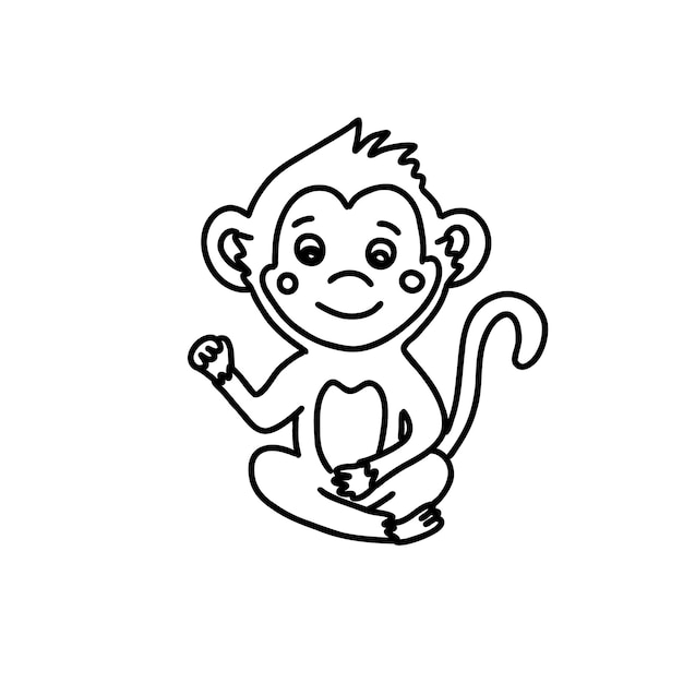 Cute monkey vector illustration animal doodle icon isolated