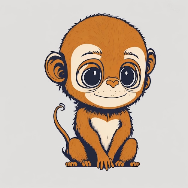 Cute monkey vector illustration white background