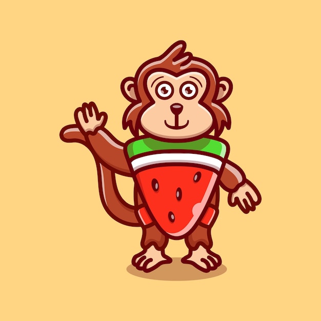 Cute monkey wear costume watermelon