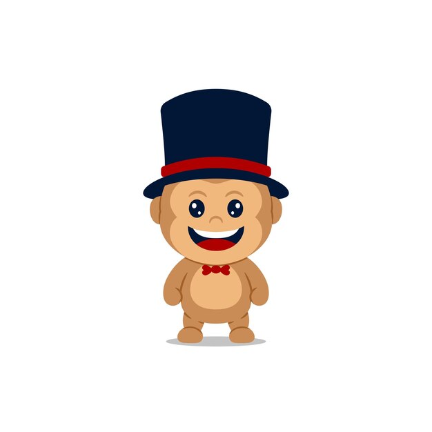 Cute monkey wearing a magician hat