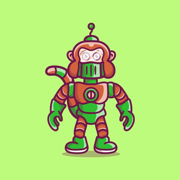 Vector cute monkey wearing robot armor