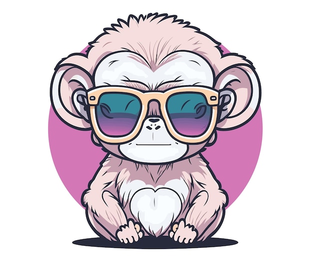 太陽眼鏡をかぶった可愛い猿のベクトル画像