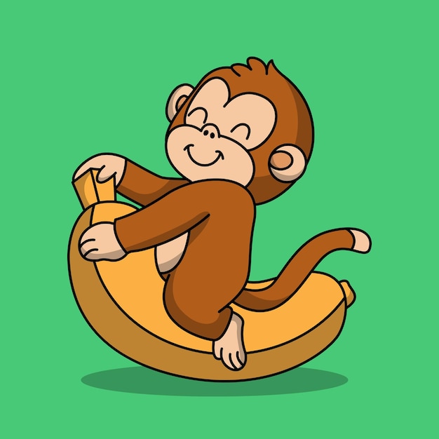 Scimmia carina con vettore icona banana