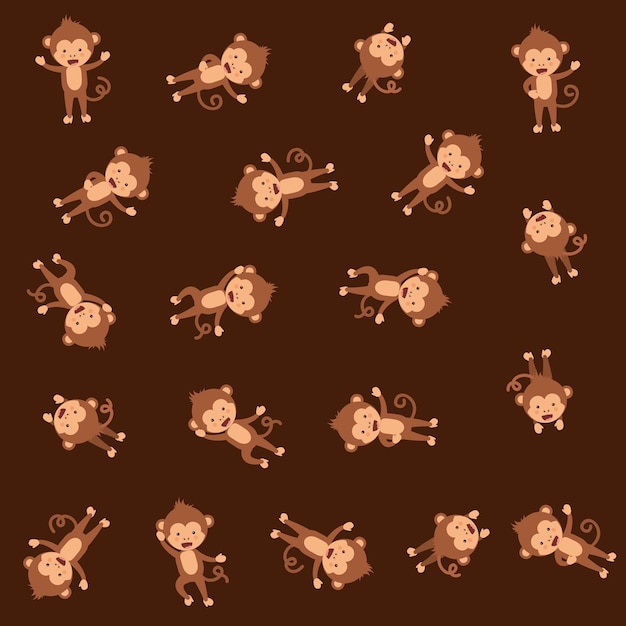 Cute monkeys pattern background