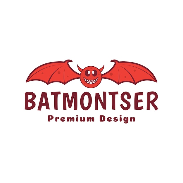 귀여운 괴물 박쥐 오렌지 로고 디자인 벡터 그래픽 기호 아이콘 기호 그림 창의적인 아이디어