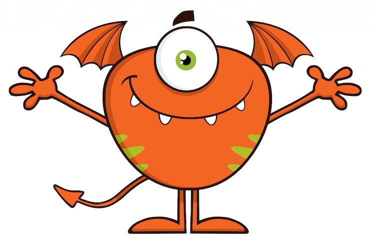 Vector cute monster cartoon character open arms