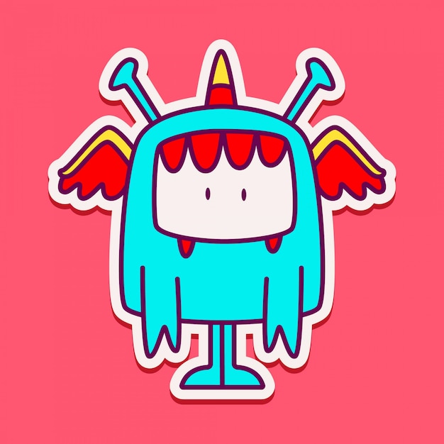 Vector cute monster character doodle