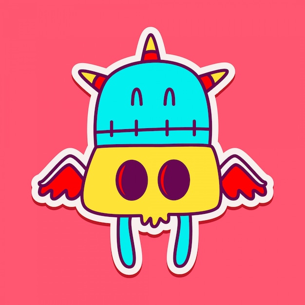 Cute monster character doodle 