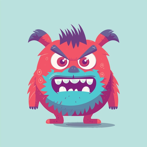 Cute monster character little monsters with watercolor illustration