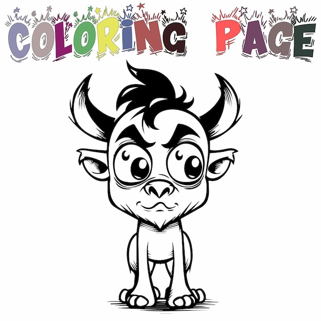 Cute Monster Coloring Page Kids Vector een zwart-wit tekening witte achtergrond afbeelding